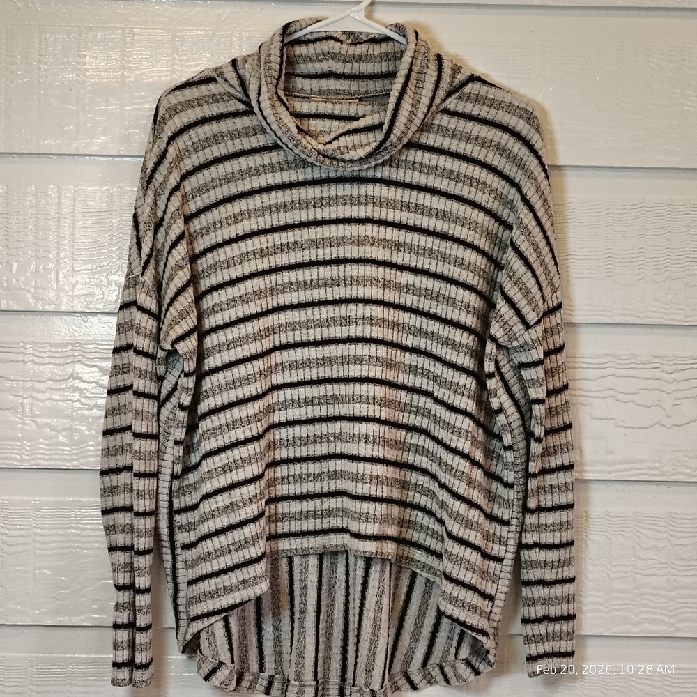 Anthropologie Saturday Sunday Pippa Hacci Top Womens MEDIUM Striped Cowl Neck - Picture 2 of 7